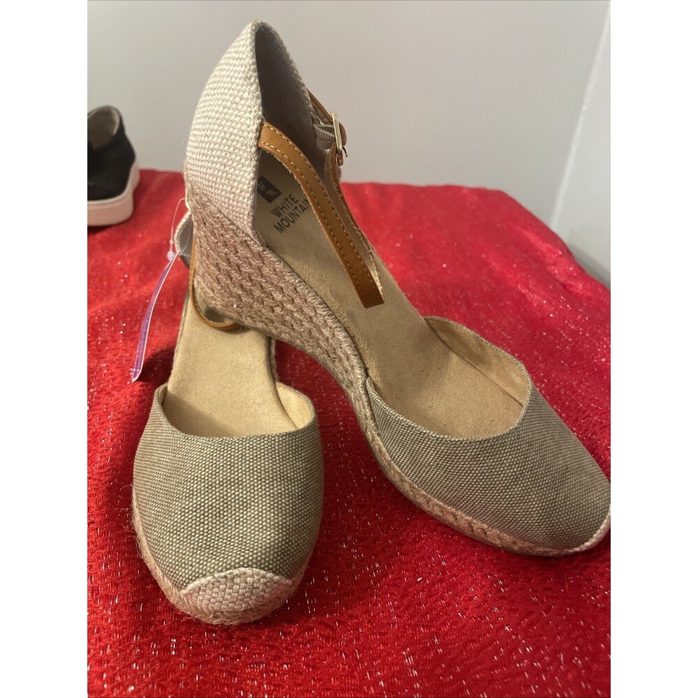 White Mountain Espadrille Wedge sandals 8W Mamba Neutral
